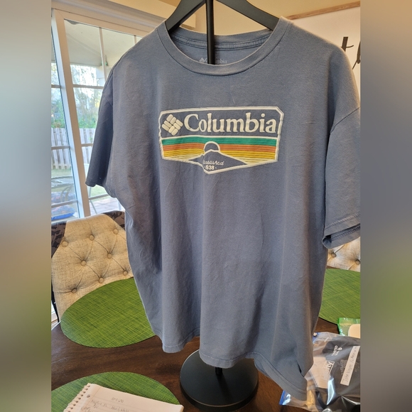 Columbia Blue Tee with Multicolor Logo - Picture 2 of 6